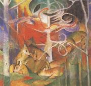 Franz Marc Deer in the Forest i (mk34) oil painting reproduction